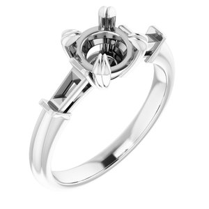 Platinum  7 mm Round Engagement Ring Mounting