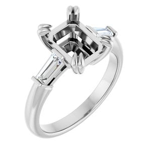 Platinum 9 x 7 mm Emerald 1/4 CTW Lab-Grown Diamond Semi-Set Engagement Ring