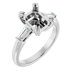 Platinum 9 x 7 mm Emerald 1/4 CTW Lab-Grown Diamond Semi-Set Engagement Ring