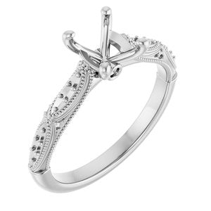 14K White Gold  8x6 mm Oval Engagement Ring Mounting