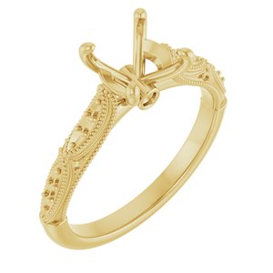 14K Yellow Gold  7.4 mm Round Engagement Ring Mounting