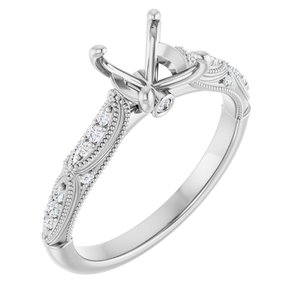 14K White Gold 7 mm Round 1/10 CTW Lab-Grown Diamond Semi-Set Engagement Ring