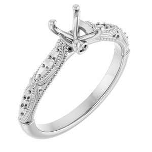 14K White Gold  7x5 mm Oval Engagement Ring Mounting