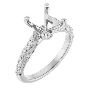 14K White Gold 8 x 8 mm Cushion 1/8 CTW Lab-Grown Diamond Semi-Set Engagement Ring