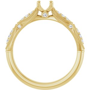 14K Yellow Gold 6x4 mm Oval 1/10 CTW Natural Diamond Semi-Set Engagement Ring 