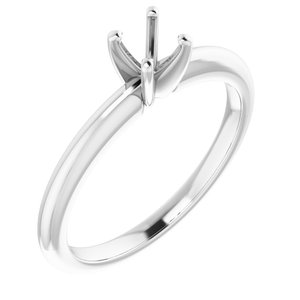 14K White Gold  4.4 mm Round Solitaire Engagement Ring Mounting