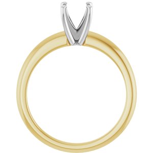 14K Yellow/White Gold  6 mm Round Solitaire Engagement Ring Mounting