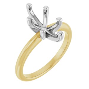 14K Yellow/White Gold  12x6 mm Marquise Solitaire Engagement Ring Mounting