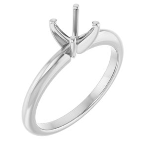 14K White Gold  5.8 mm Round Solitaire Engagement Ring Mounting