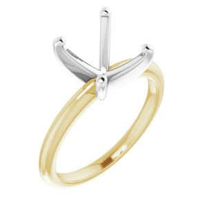 14K Yellow/White Gold  11x9 mm Oval Solitaire Engagement Ring Mounting