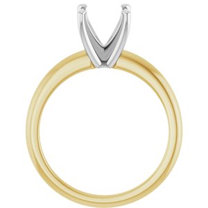 14K Yellow/White Gold  8 mm Round Solitaire Engagement Ring Mounting