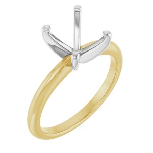 18K Yellow Gold & Platinum  10x8 mm Oval Solitaire Engagement Ring Mounting