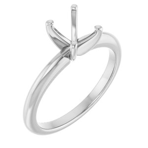 14K White Gold  8x6 mm Oval Solitaire Engagement Ring Mounting