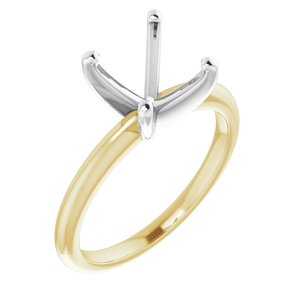 14K Yellow/White Gold  9 mm Round Solitaire Engagement Ring Mounting