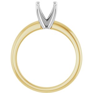 14K Yellow/White Gold  7 mm Round Solitaire Engagement Ring Mounting