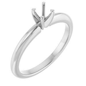 14K White Gold  4.1 mm Round Solitaire Engagement Ring Mounting