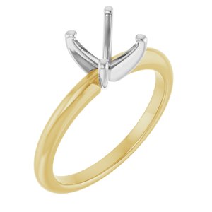 14K Yellow/White Gold  7 mm Round Solitaire Engagement Ring Mounting