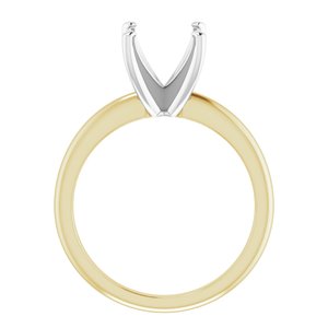 14K Yellow/White Gold  9 mm Round Solitaire Engagement Ring Mounting