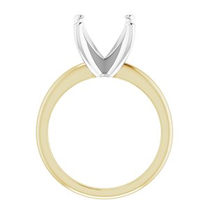 14K Yellow/White Gold  12x10 mm Oval Solitaire Engagement Ring Mounting