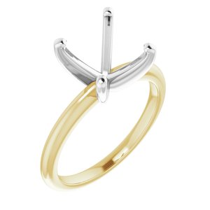 14K Yellow/White Gold  10 mm Round Solitaire Engagement Ring Mounting