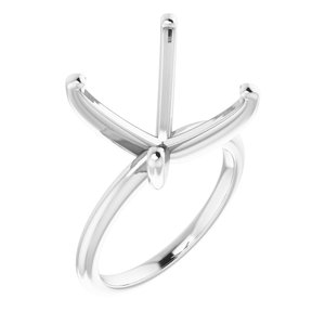 14K White Gold  13 mm Cushion Solitaire Engagement Ring Mounting