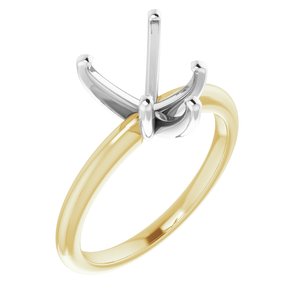 14K Yellow/White Gold  9x9 mm Heart Solitaire Engagement Ring Mounting