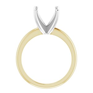 14K Yellow/White Gold  10 mm Round Solitaire Engagement Ring Mounting