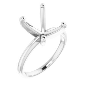 14K White Gold  14x10 mm Oval Solitaire Engagement Ring Mounting