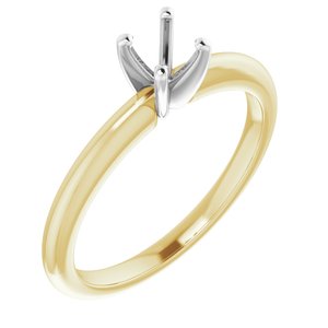 14K Yellow/White Gold  3.5x3.5 mm Square Solitaire Engagement Ring Mounting