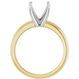 14K Yellow/White Gold  8x8 mm Cushion Solitaire Engagement Ring Mounting
