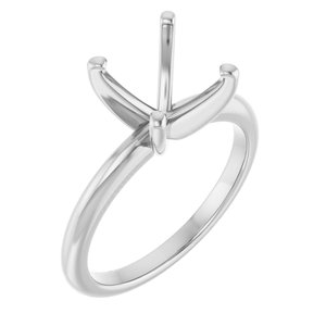 14K White Gold  7 mm Square Solitaire Engagement Ring Mounting