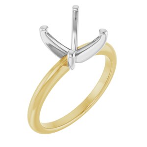 14K Yellow/White Gold  7x7 mm Square Solitaire Engagement Ring Mounting