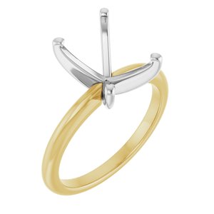 14K Yellow/White Gold  10x8 mm Emerald Solitaire Engagement Ring Mounting