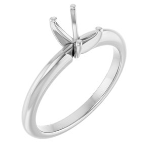 14K White Gold  6x4 mm Emerald Solitaire Engagement Ring Mounting