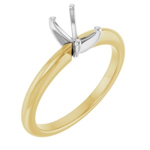 14K Yellow/White Gold  6x4 mm Emerald Solitaire Engagement Ring Mounting