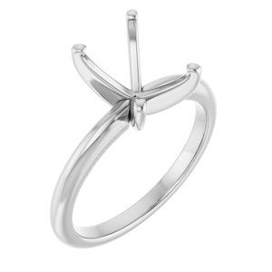 14K White Gold  9x7 mm Emerald Solitaire Engagement Ring Mounting