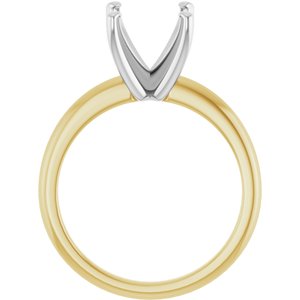 14K Yellow/White Gold  7x7 mm Square Solitaire Engagement Ring Mounting