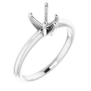 14K White Gold  6x6 mm Heart Solitaire Engagement Ring Mounting