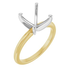 14K Yellow/White Gold  7.5x7.5 mm Square Solitaire Engagement Ring Mounting