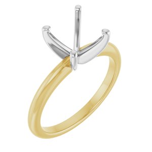 14K Yellow/White Gold  8x8 mm Cushion Solitaire Engagement Ring Mounting