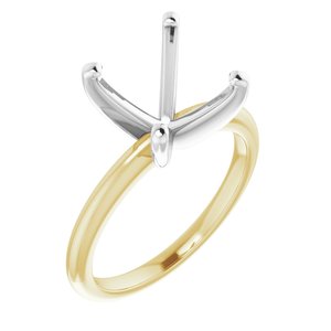 14K Yellow/White Gold  8x8 mm Square Solitaire Engagement Ring Mounting