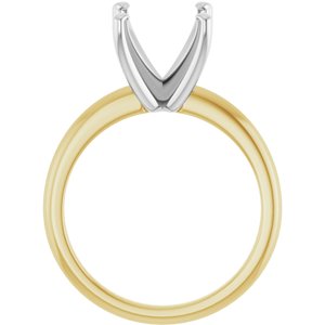 14K Yellow/White Gold  7.5x7.5 mm Square Solitaire Engagement Ring Mounting