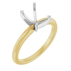 14K Yellow/White Gold  8x6 mm Emerald Solitaire Engagement Ring Mounting