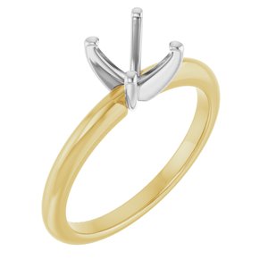 14K Yellow/White Gold  5x5 mm Square Solitaire Engagement Ring Mounting