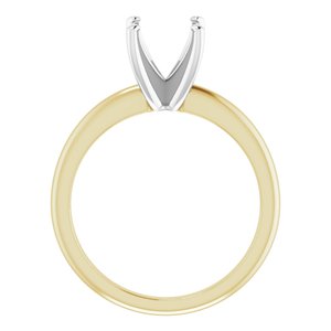 18K Yellow/White Gold  6x6 mm Square Solitaire Engagement Ring Mounting