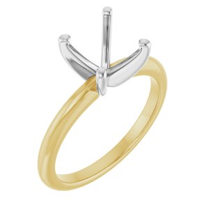 14K Yellow/White Gold  6.5x6.5 mm Square Solitaire Engagement Ring Mounting