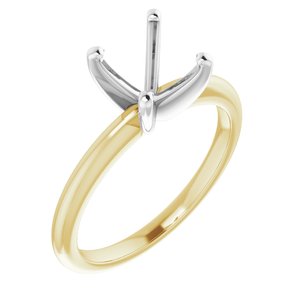18K Yellow/White Gold  6x6 mm Square Solitaire Engagement Ring Mounting