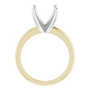 14K Yellow/White Gold  8x8 mm Square Solitaire Engagement Ring Mounting