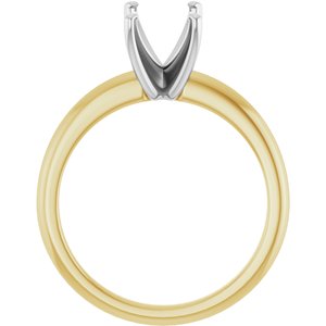 18K Yellow Gold & Platinum  8x6 mm Emerald Solitaire Engagement Ring Mounting