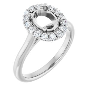 14K White Gold 8x6 mm Oval 1/3 CTW Lab-Grown Diamond Semi-Set Engagement Ring